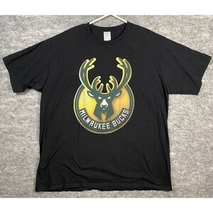 Milwaukee Bucks T Shirt 2XL Black Short Sleeve Port & Company